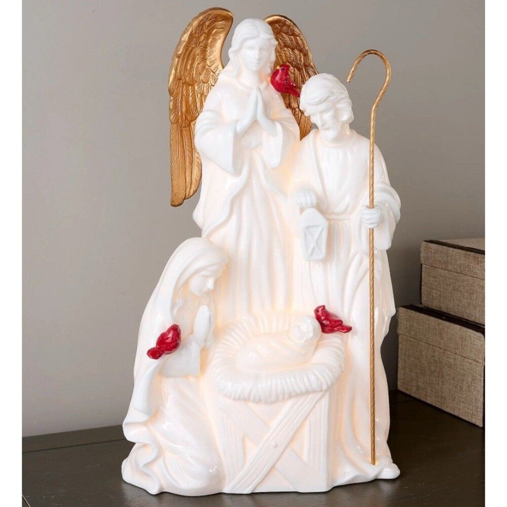 Jane x Home Reflections 17" Lit Ceramic Cardinal Nativity - See Description